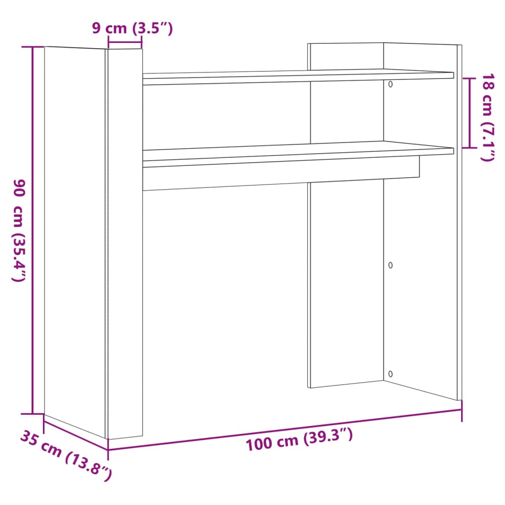 Tavolino Consolle Rovere Fumo 100x35x90 cm in Legno Multistrato - homemem39