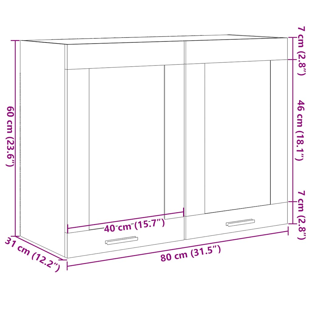 Mobile Pensile “Lyon” Vetro Rovere Sonoma 80x31x60cm