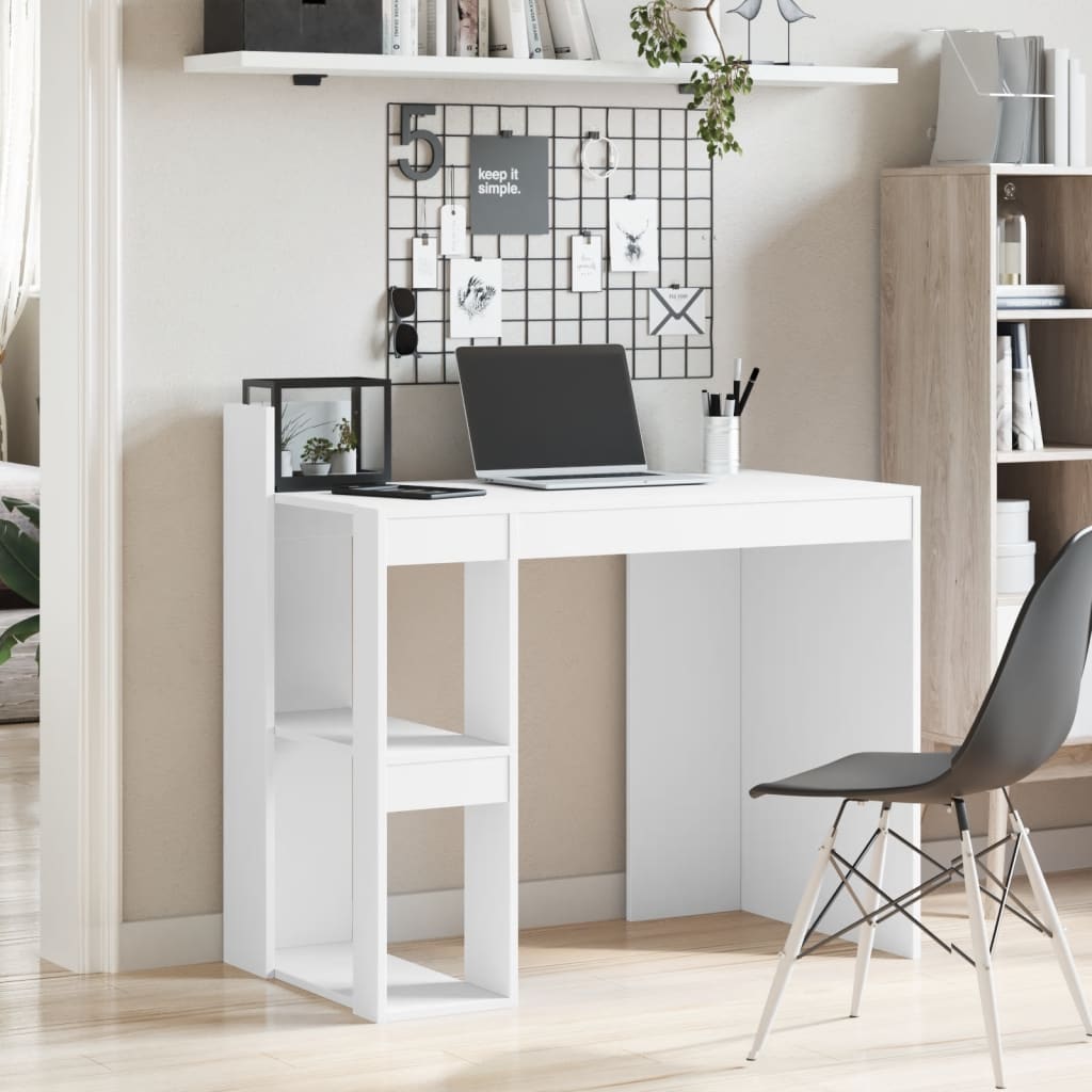Scrivania Ufficio Bianca 103,5x56,5x94 cm in Legno Multistrato - homemem39
