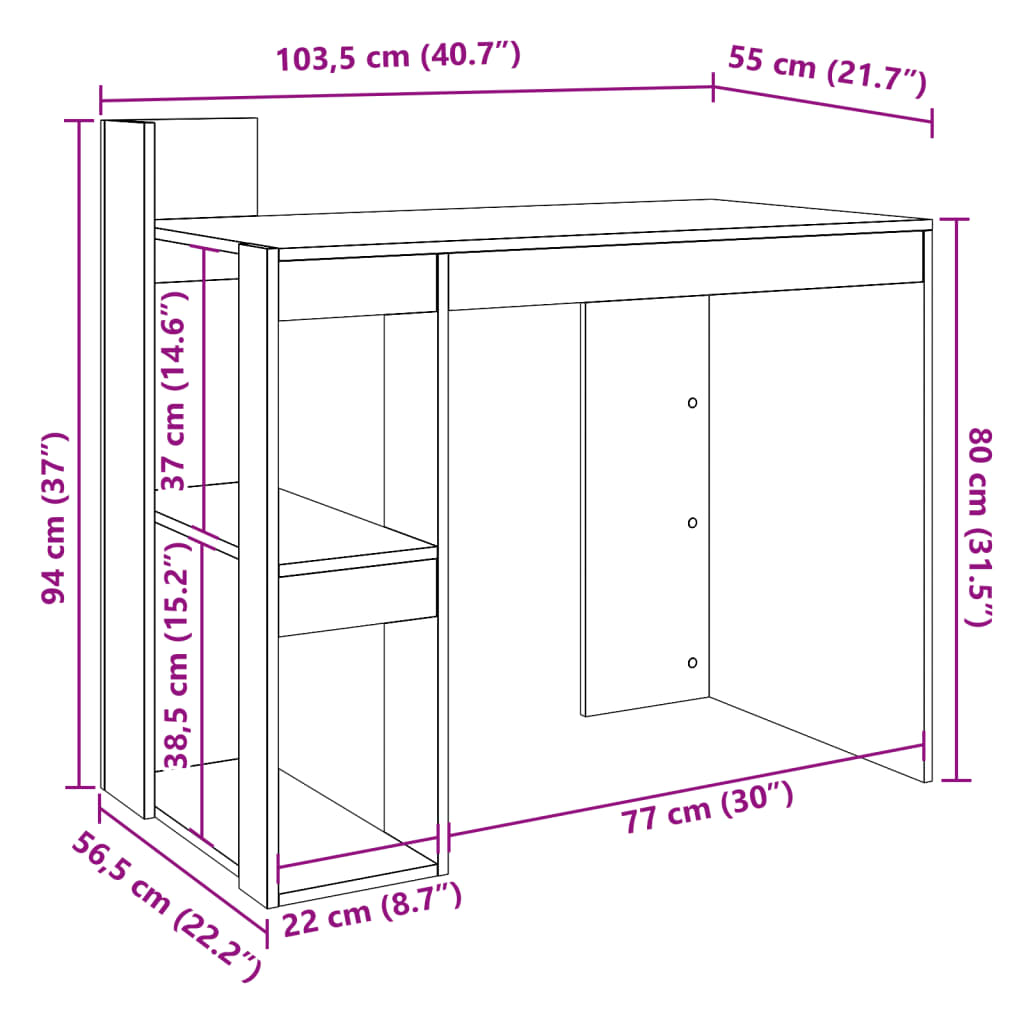 Scrivania Grigio Sonoma 103,5x56,5x94 cm in Legno Multistrato - homemem39