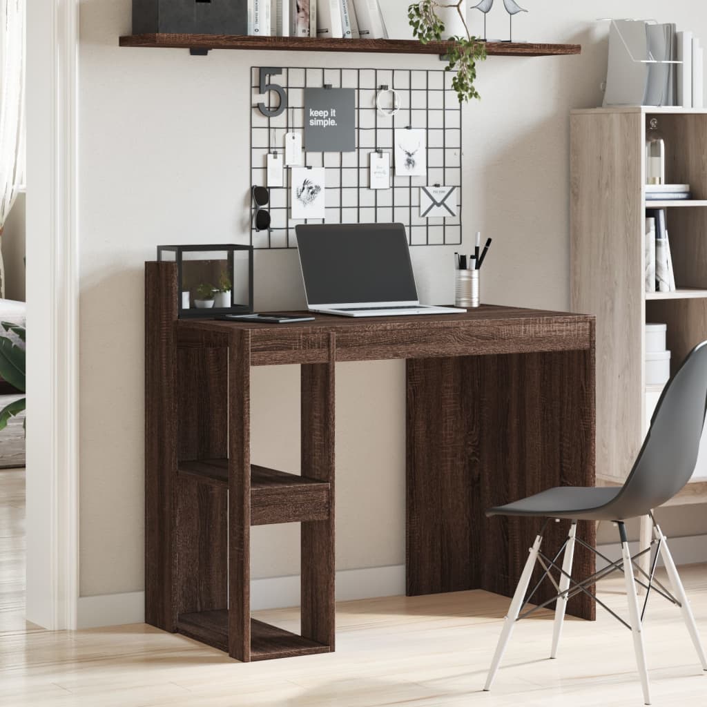 Scrivania Rovere Marrone 103,5x56,5x94 cm in Legno Multistrato - homemem39