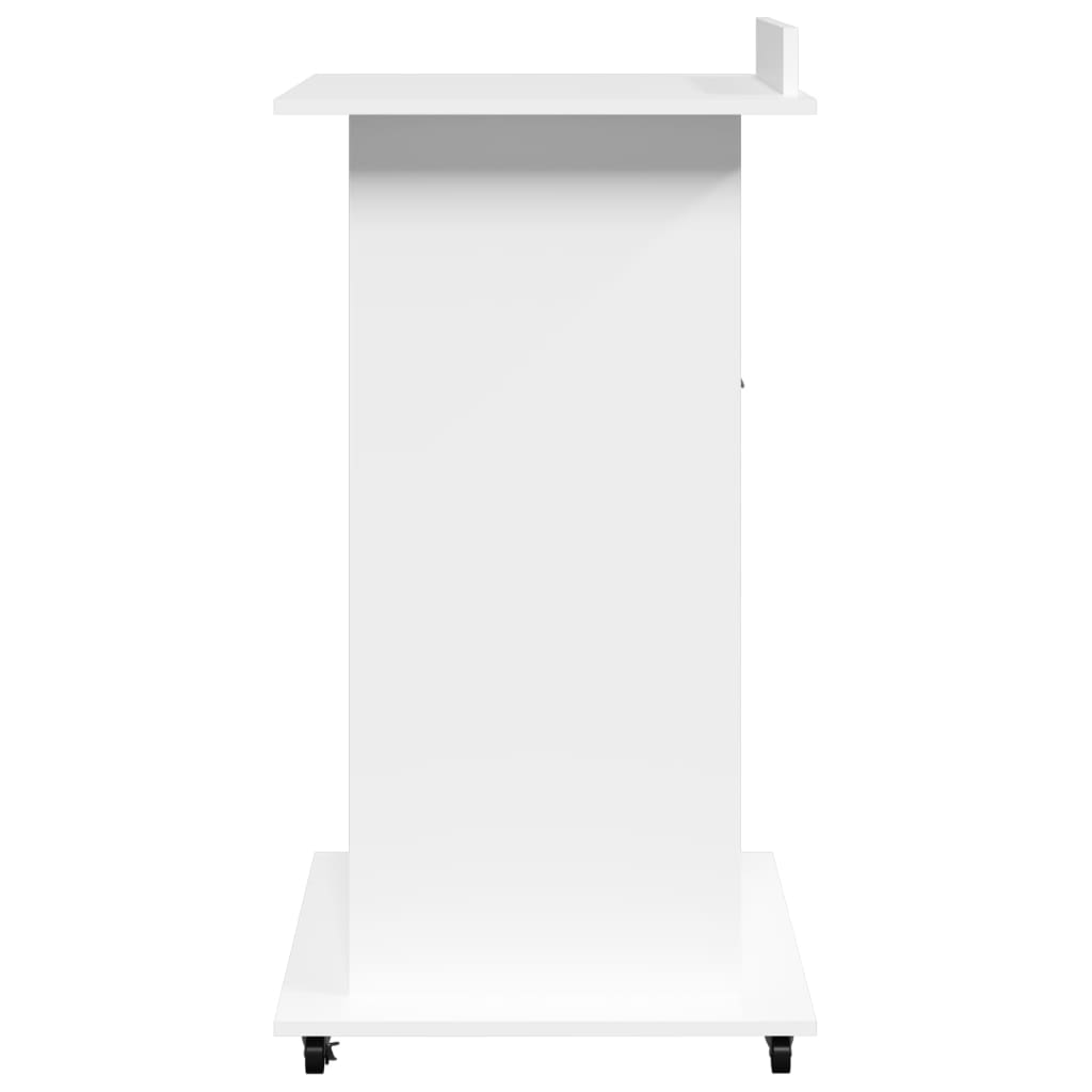 Leggio con Ruote e Cassetto Bianco 55x55x107 cm in Multistrato - homemem39