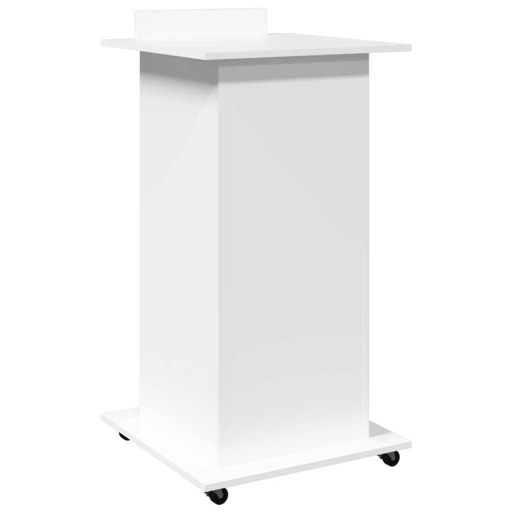 Leggio con Ruote e Cassetto Bianco 55x55x107 cm in Multistrato - homemem39
