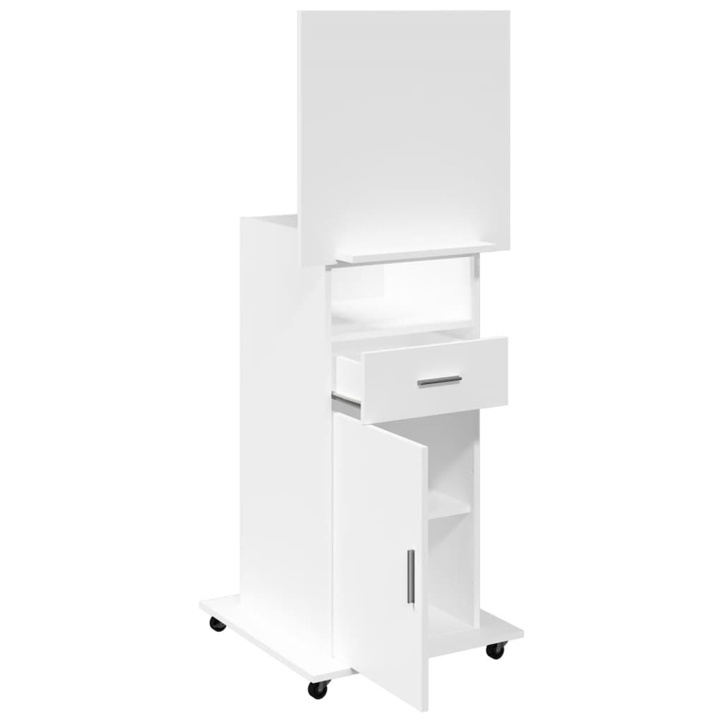 Leggio con Ruote e Cassetto Bianco 55x55x107 cm in Multistrato - homemem39