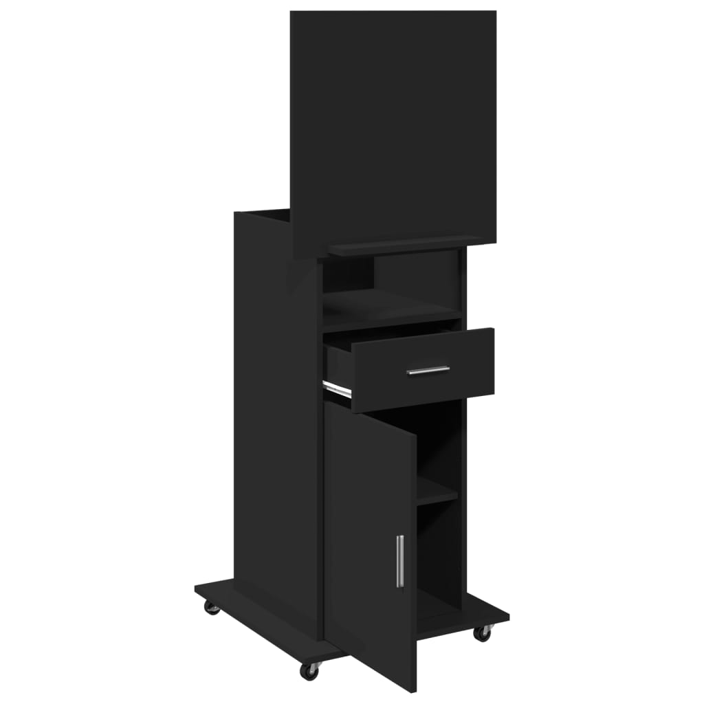 Leggio con Ruote e Cassetto Nero 55x55x107 cm in Multistrato - homemem39