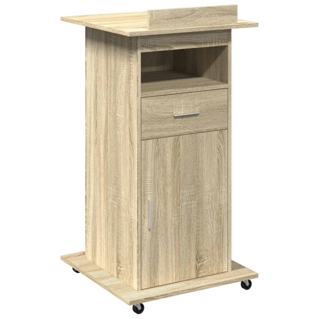 Leggio con Ruote e Cassetto Sonoma 55x55x107 cm in Multistrato - homemem39
