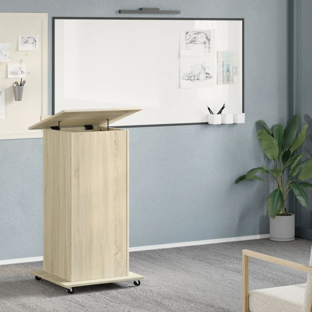 Leggio con Ruote e Cassetto Sonoma 55x55x107 cm in Multistrato - homemem39