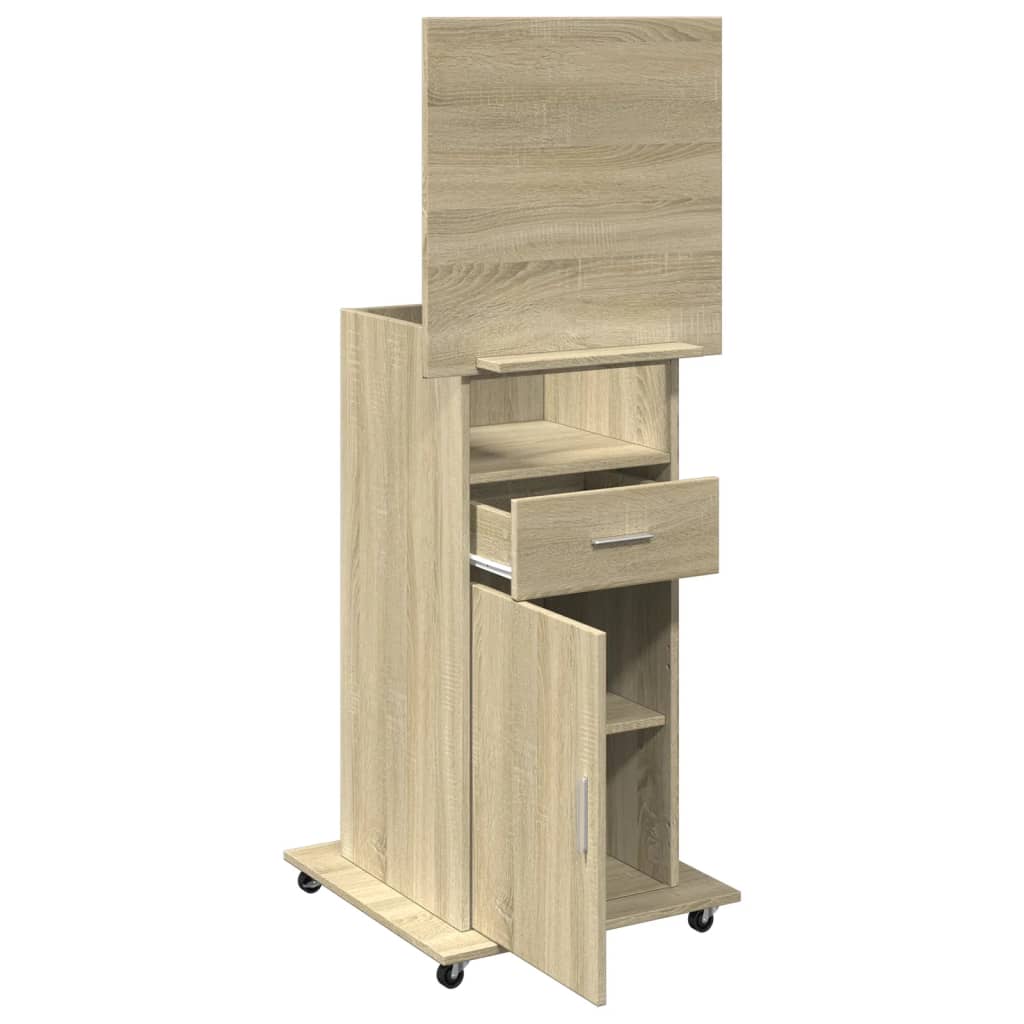 Leggio con Ruote e Cassetto Sonoma 55x55x107 cm in Multistrato - homemem39