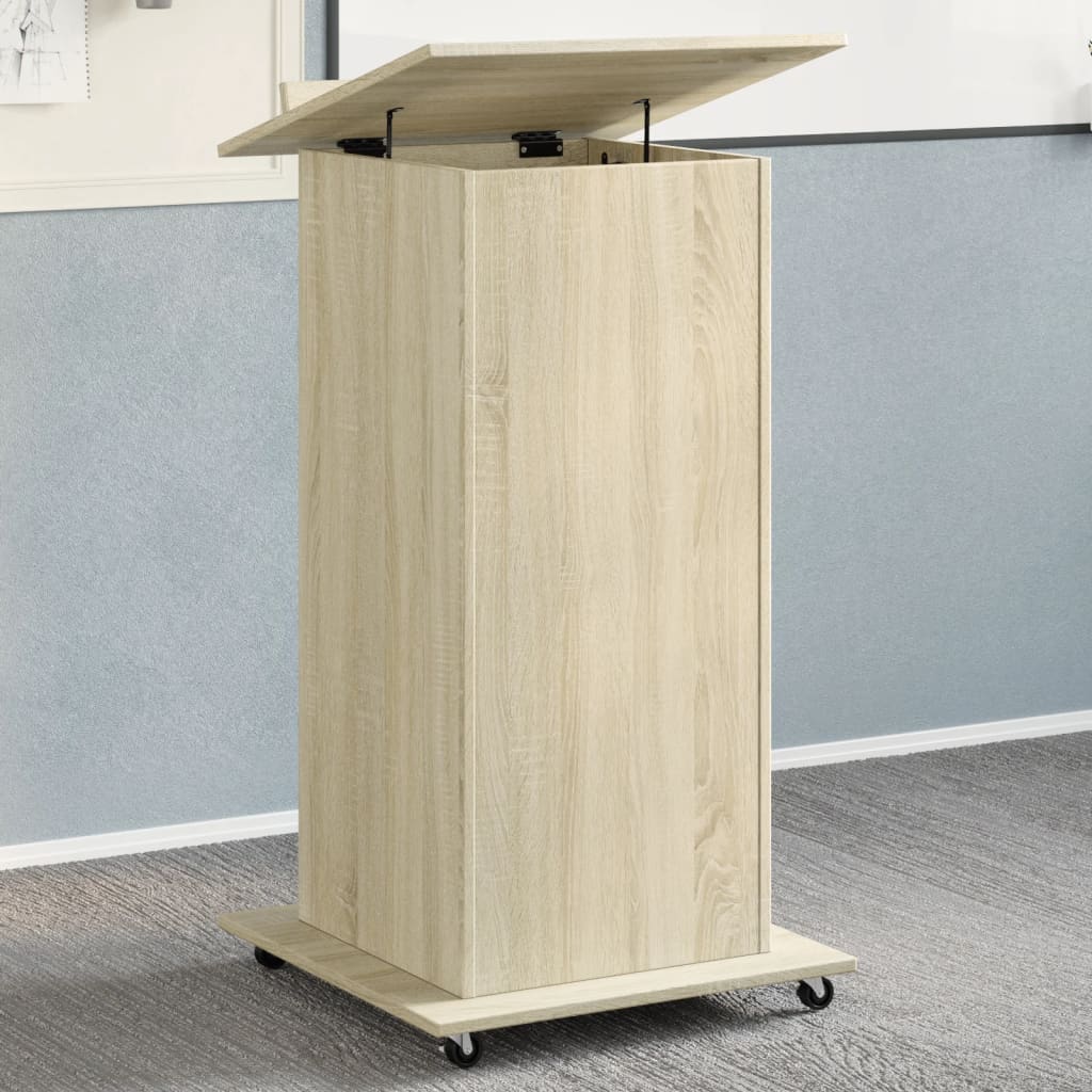 Leggio con Ruote e Cassetto Sonoma 55x55x107 cm in Multistrato - homemem39