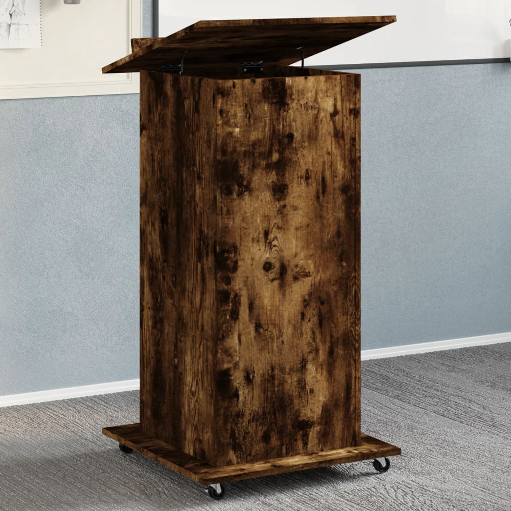 Leggio con Ruote e Cassetto Rovere Fumo 55x55x107cm Multistrato - homemem39