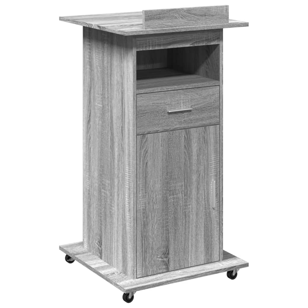 Leggio con Ruote Cassetto Grigio Sonoma 55x55x107cm Multistrato - homemem39