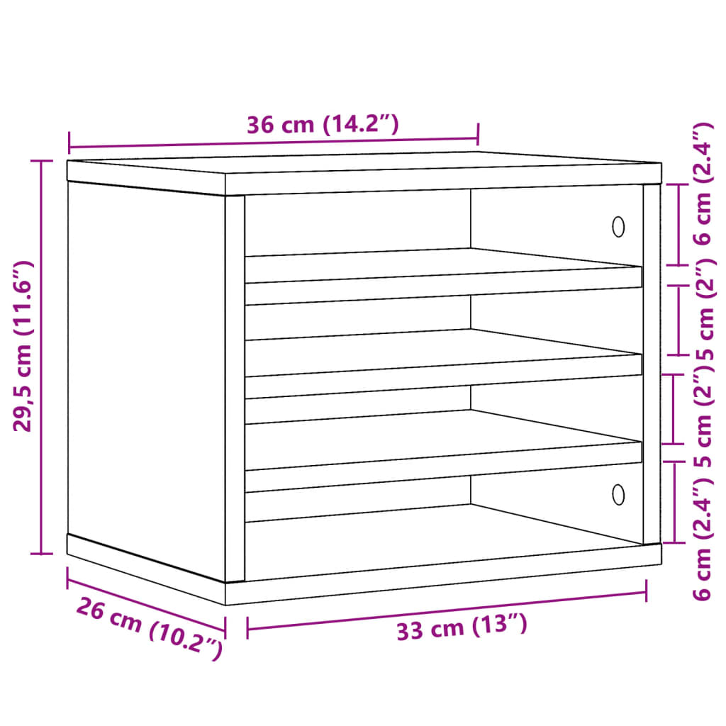 Organizer Scrivania Rovere Marrone 36x26x29,5 Legno Multistrato | homemem39