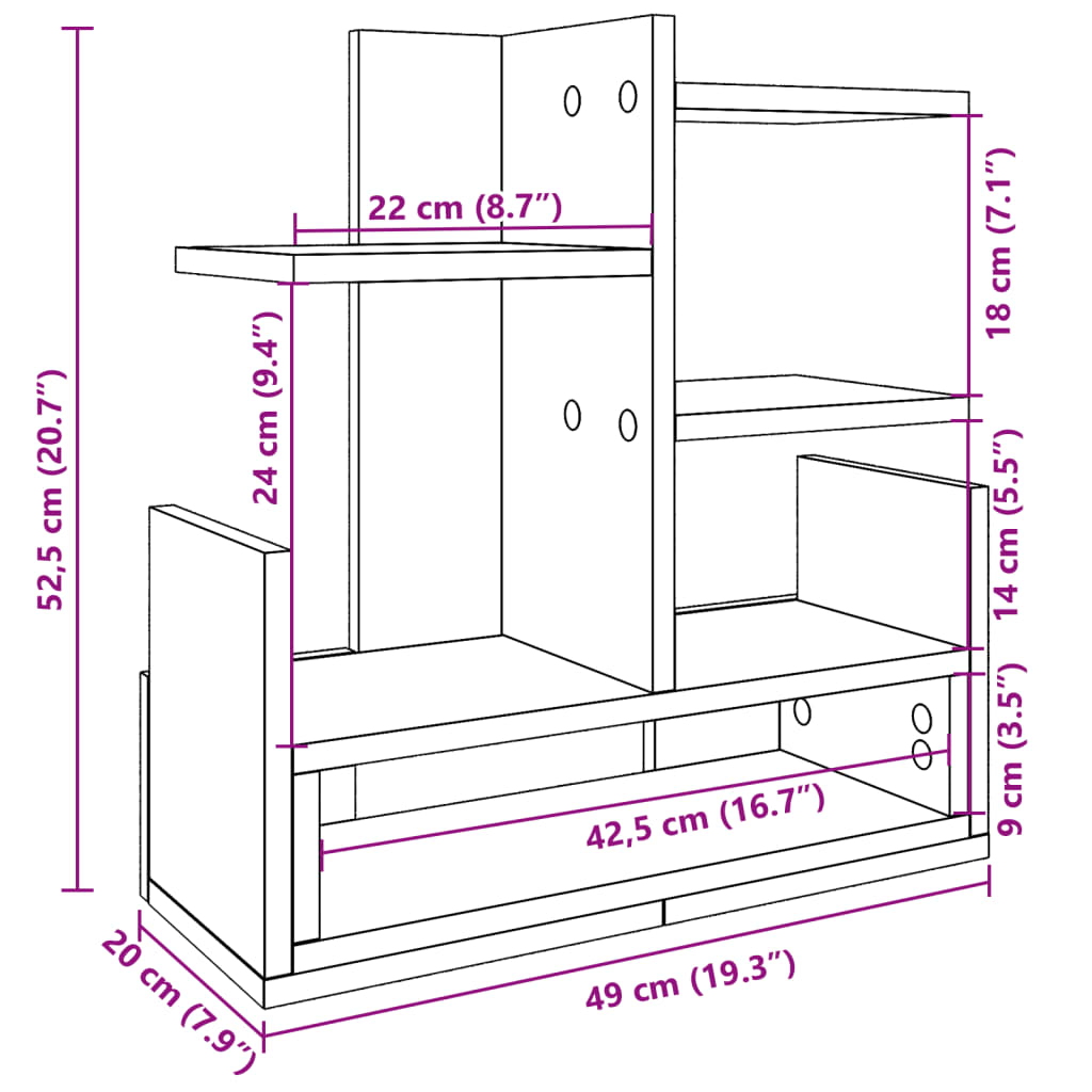 Organizer Scrivania Rovere Sonoma 49x20x52,5 cm Multistrato | homemem39