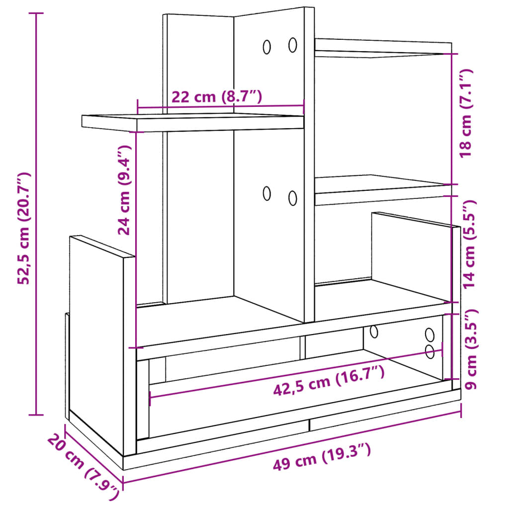 Organizer Scrivania Rovere Marrone 49x20x52,5 cm Multistrato | homemem39