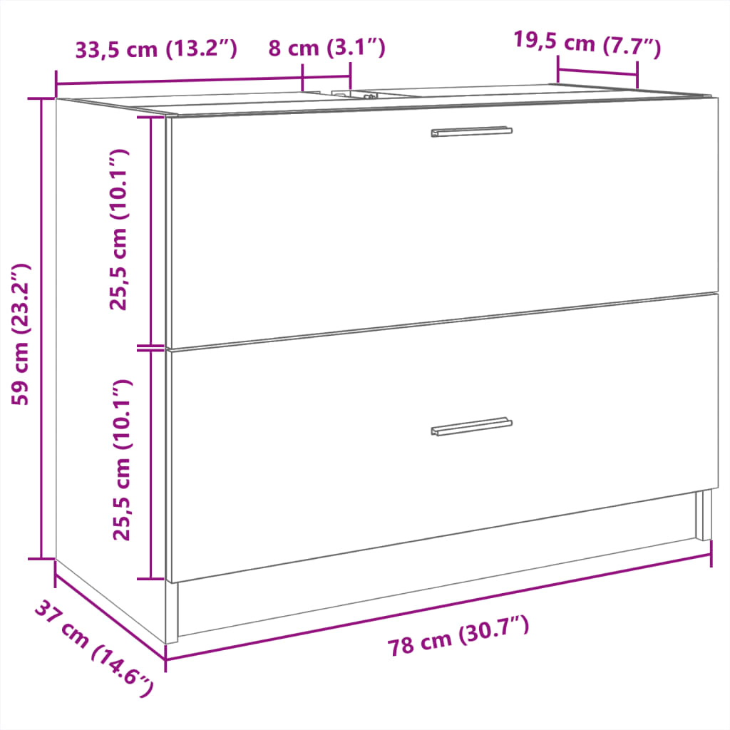 Mobile Lavabo Bianco 78x37x59 cm in Truciolare | homemem39