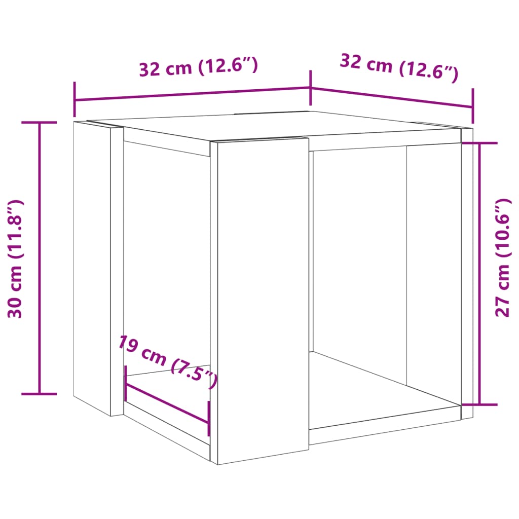 Tavolino da Salotto Grigio Sonoma 32x32x30cm Legno Multistrato