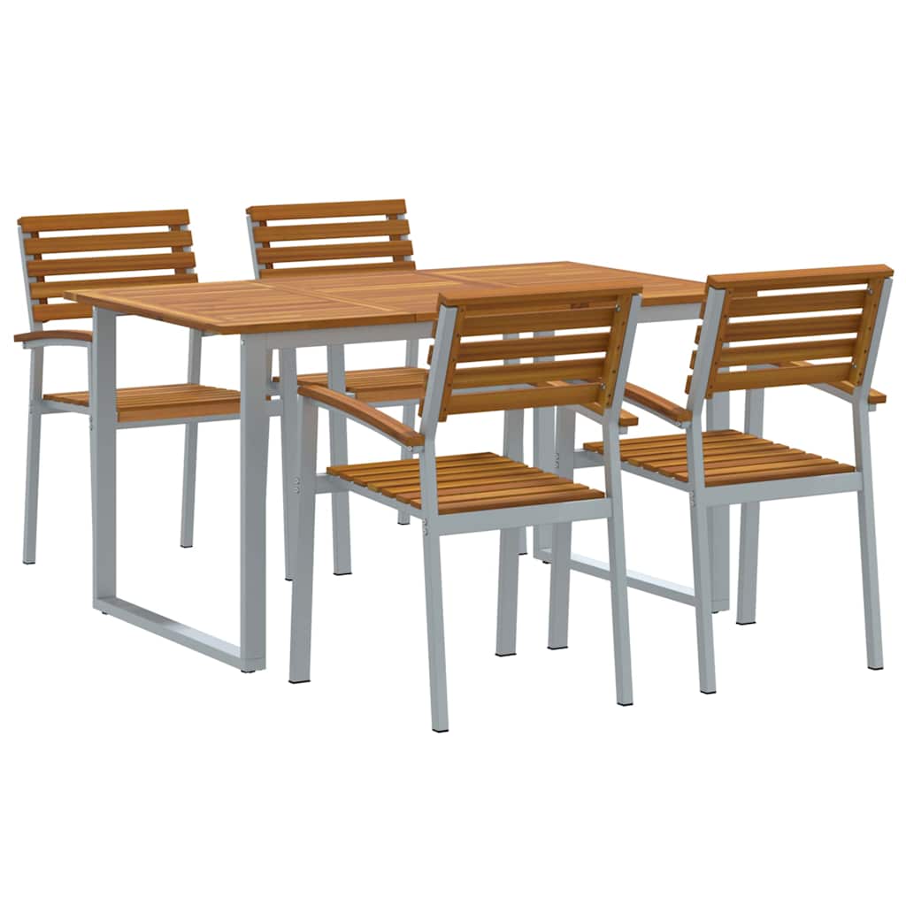 Set da Pranzo per Giardino 5 pcs Grigio e marrone