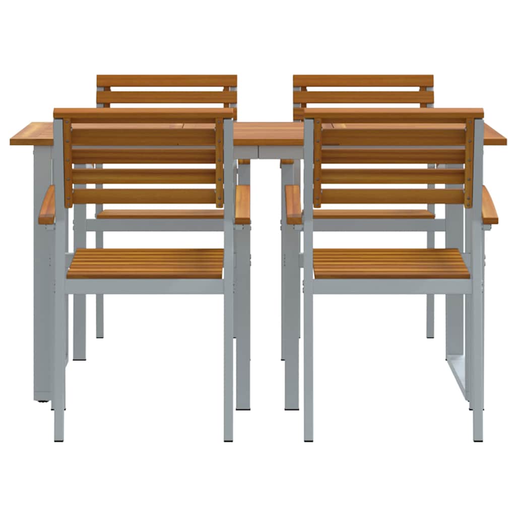 Set da Pranzo per Giardino 5 pcs Grigio e marrone