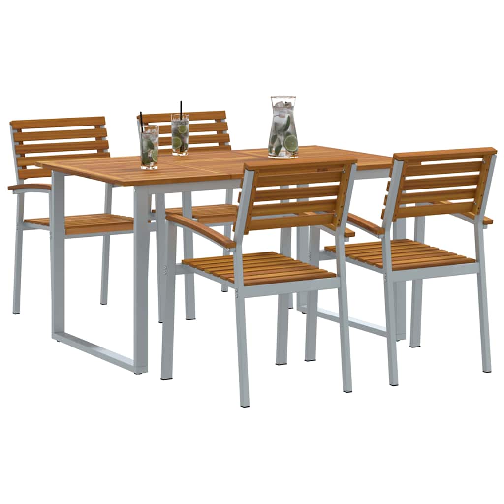 Set da Pranzo per Giardino 5 pcs Grigio e marrone