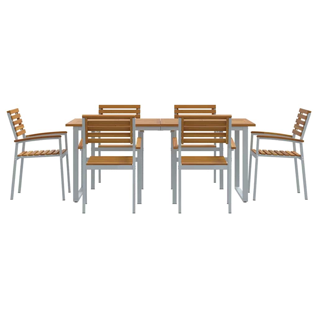 Set da Pranzo per Giardino 7 pcs Grigio e marrone