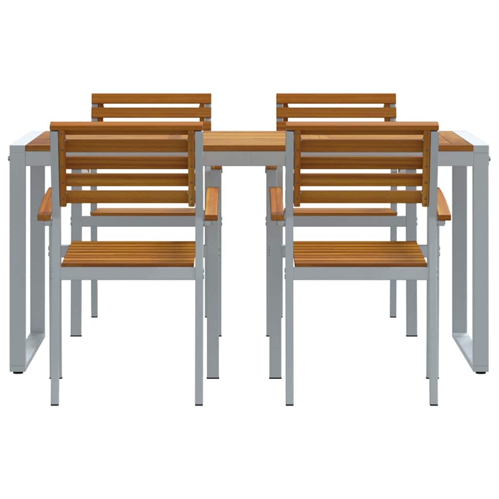 Set da Pranzo per Giardino 5 pcs Grigio e marrone