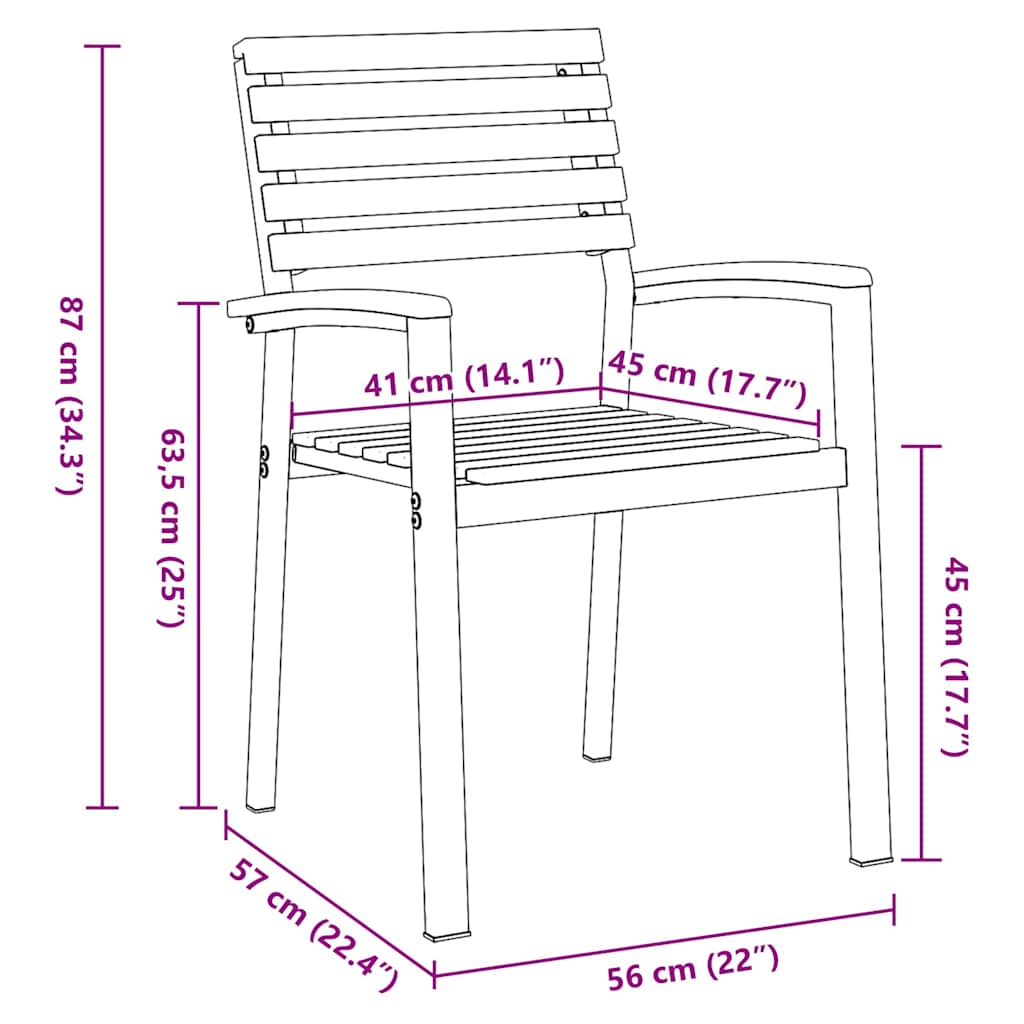 Sedia da Giardino 8 pcs Marrone 56 x 57 x 87cm