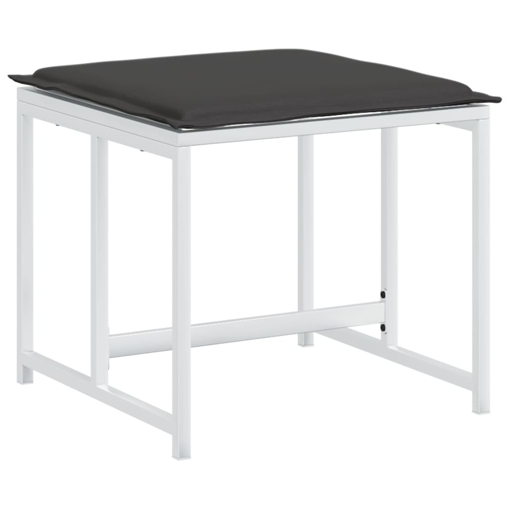 Set da Pranzo da Giardino 11 pz con Cuscini Bianco in Textilene