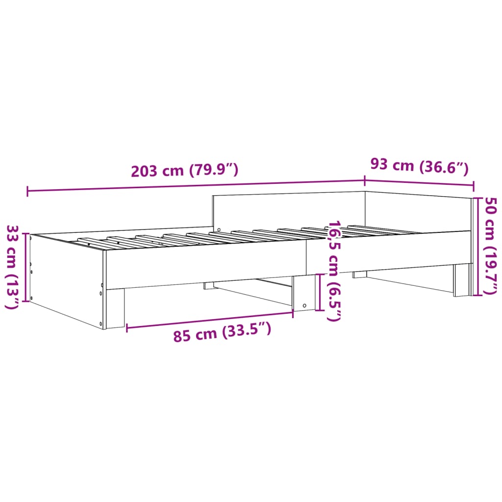 Giroletto senza Materasso Rovere Sonoma 90x200 cm in Truciolato | homemem39