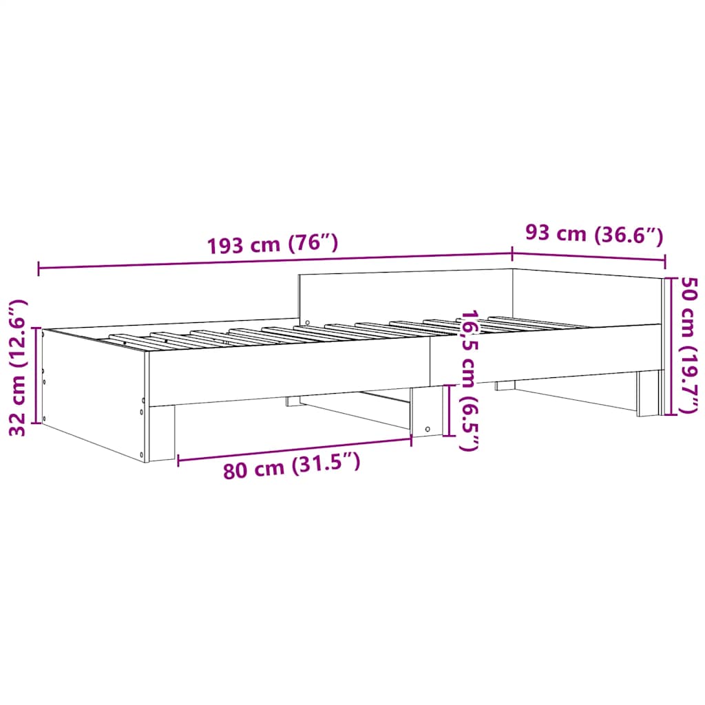 Giroletto Bianco 90x190 cm in Legno Multistrato | homemem39