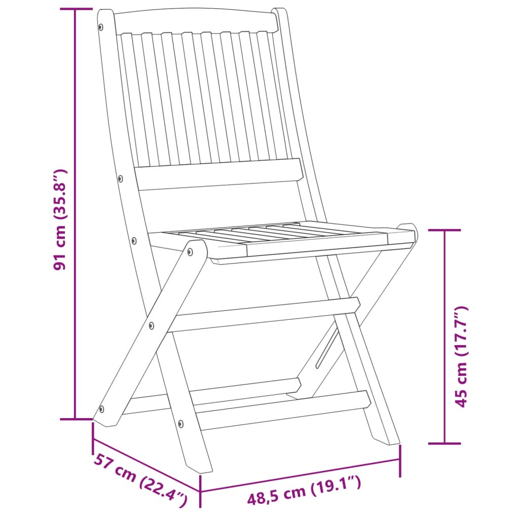 Set Pranzo da Giardino Pieghevole 5pz Legno Massello di Acacia | homemem39