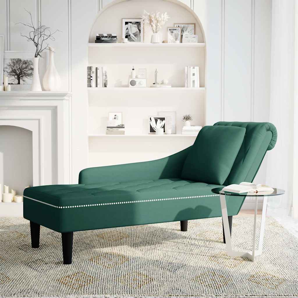 Sdraio con Cuscino e Bracciolo Destro in Velluto Verde Scuro - homemem39