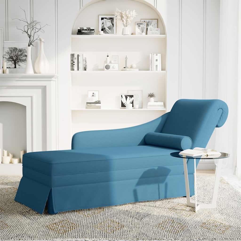 Sdraio con Capezzale e Bracciolo Destro in Velluto Blu - homemem39