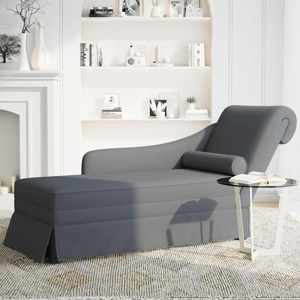 Sdraio con Capezzale e Bracciolo Destro in Velluto Grigio Scuro - homemem39