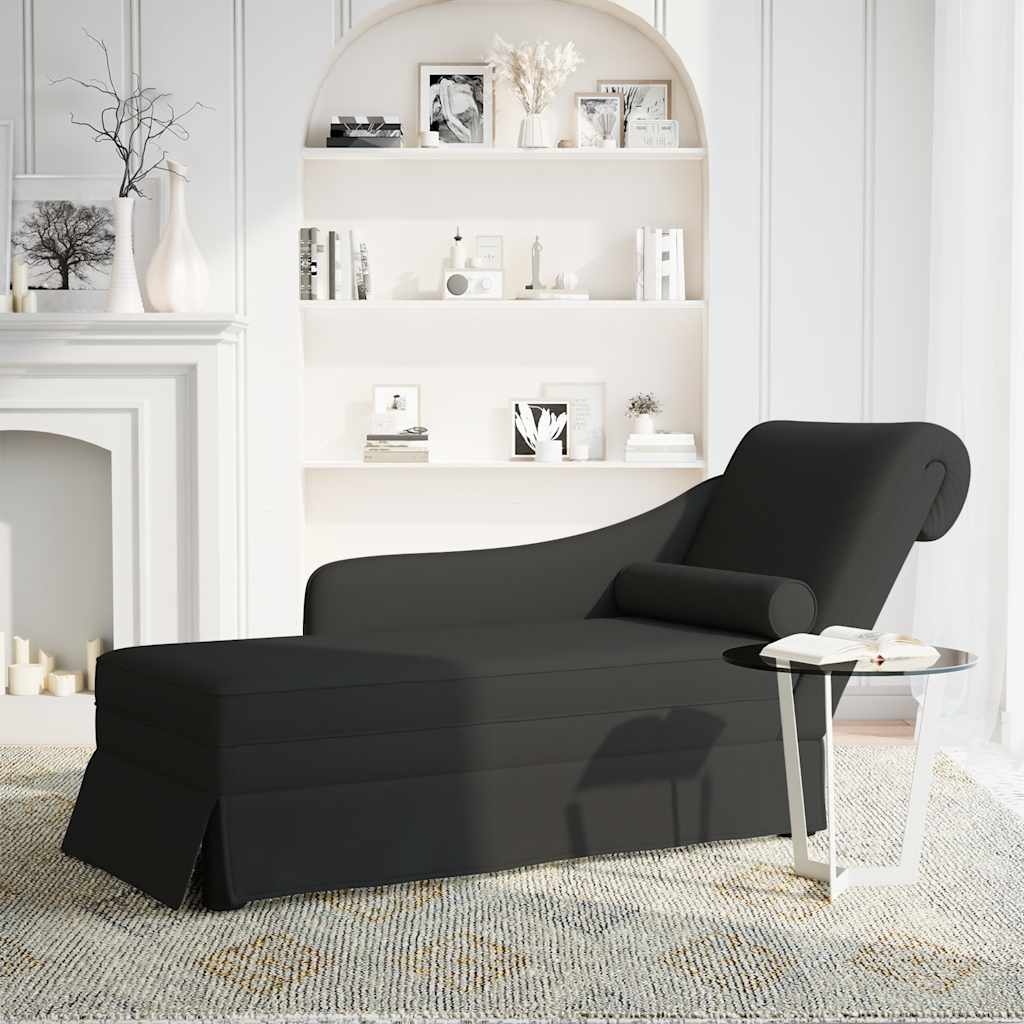 Sdraio con Capezzale e Bracciolo Destro in Velluto Nero - homemem39