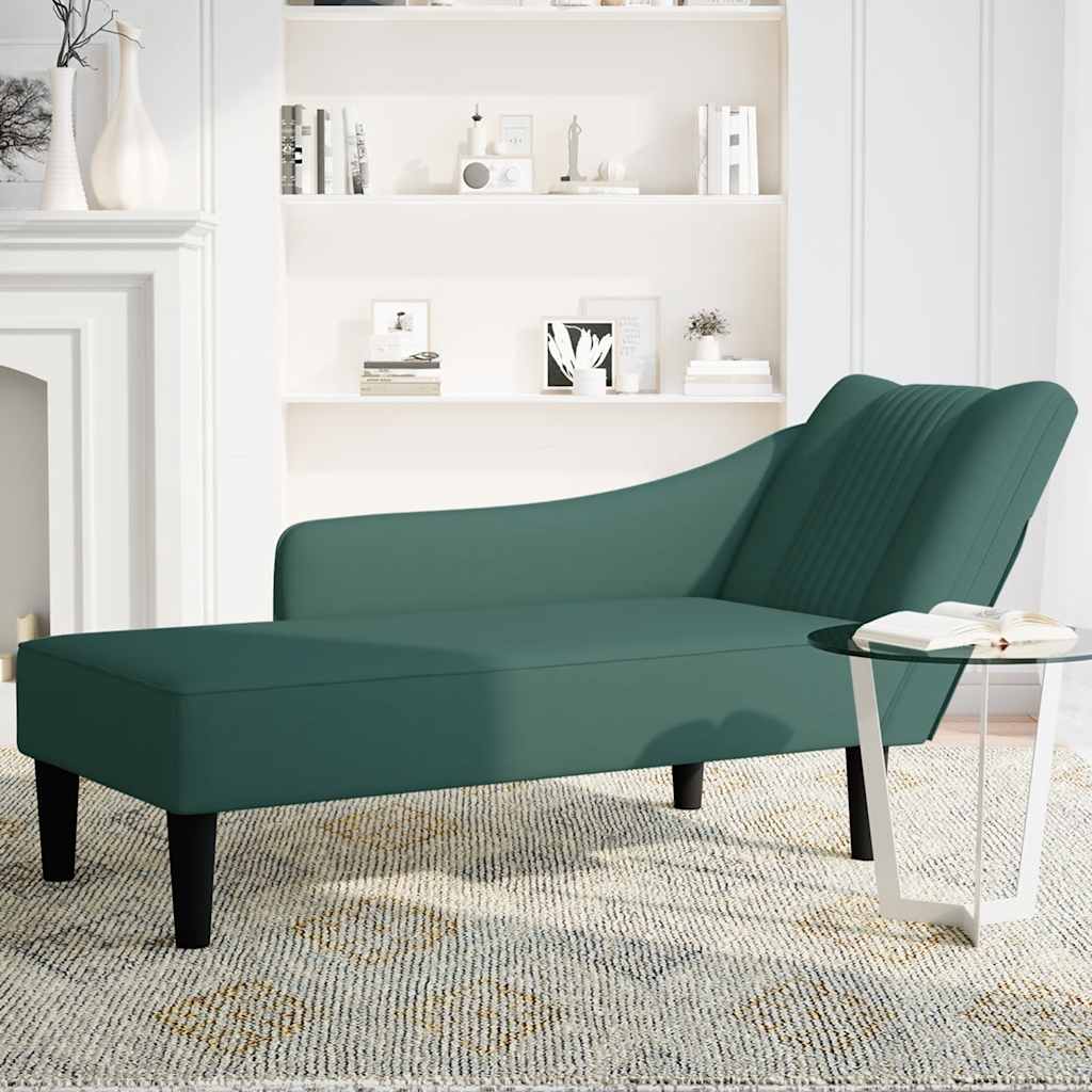 Sdraio con Bracciolo Destro in Velluto Verde Scuro - homemem39