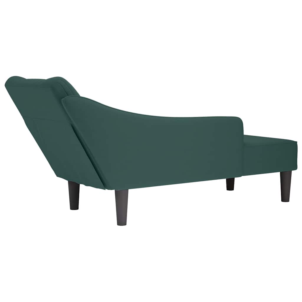 Sdraio con Bracciolo Destro in Velluto Verde Scuro - homemem39