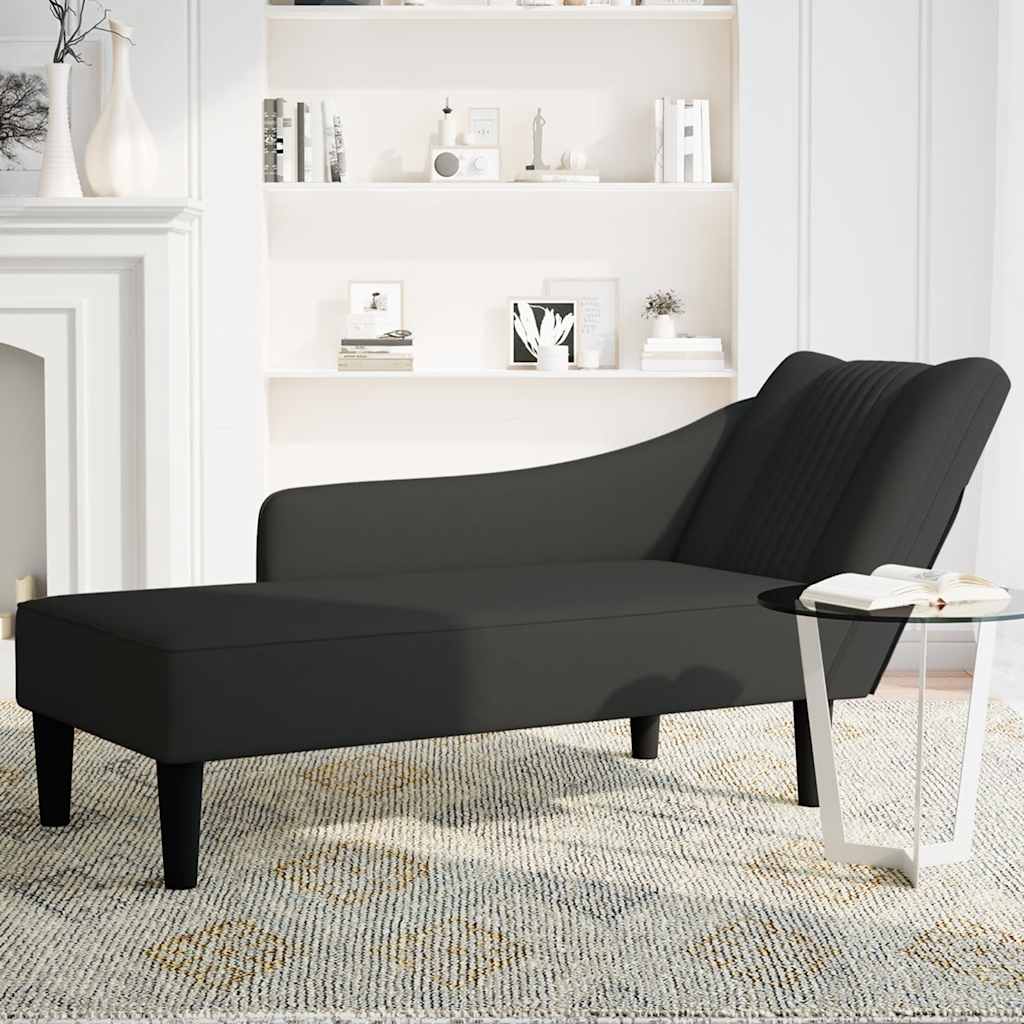 Sdraio con Bracciolo Destro in Velluto Nero - homemem39