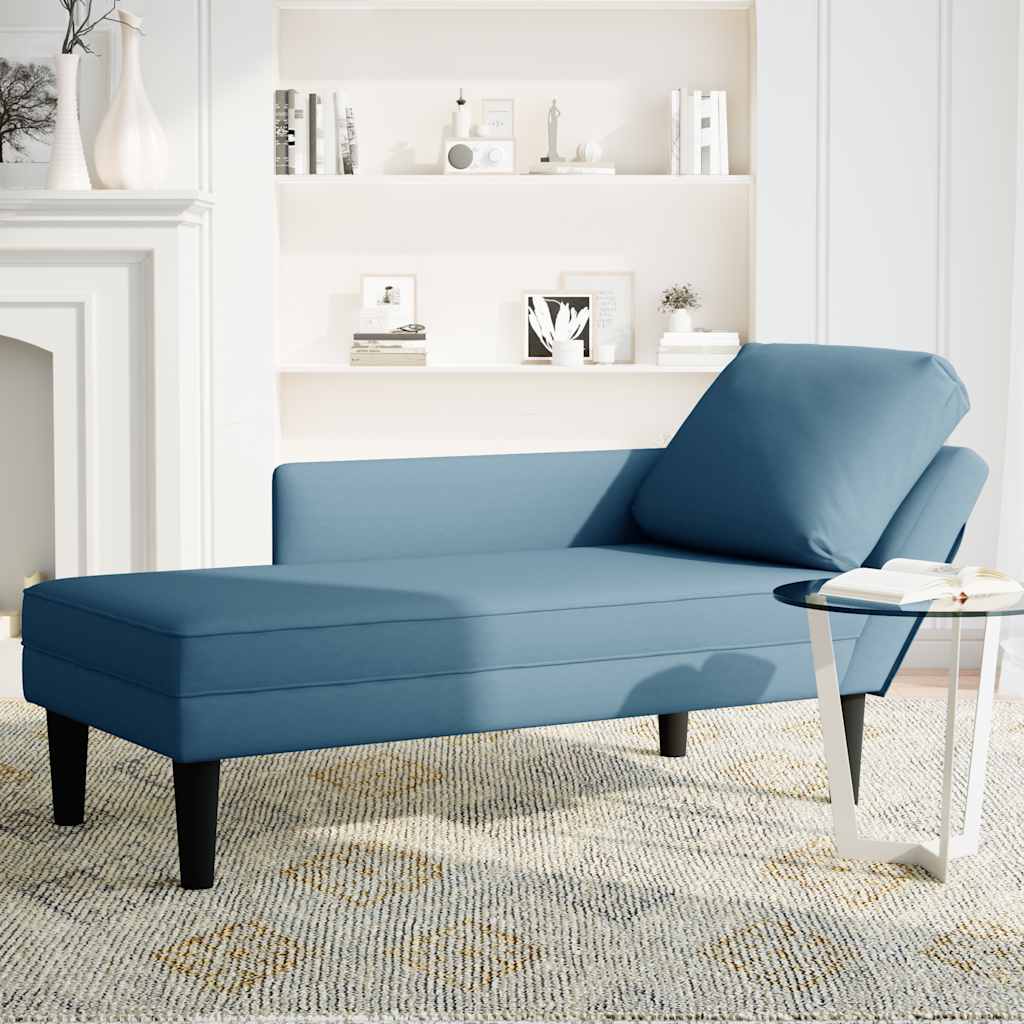 Sdraio con Cuscino e Bracciolo Destro in Velluto Blu - homemem39