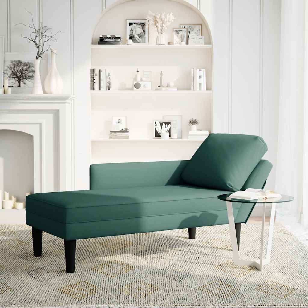 Sdraio con Cuscino e Bracciolo Destro in Velluto Verde Scuro - homemem39