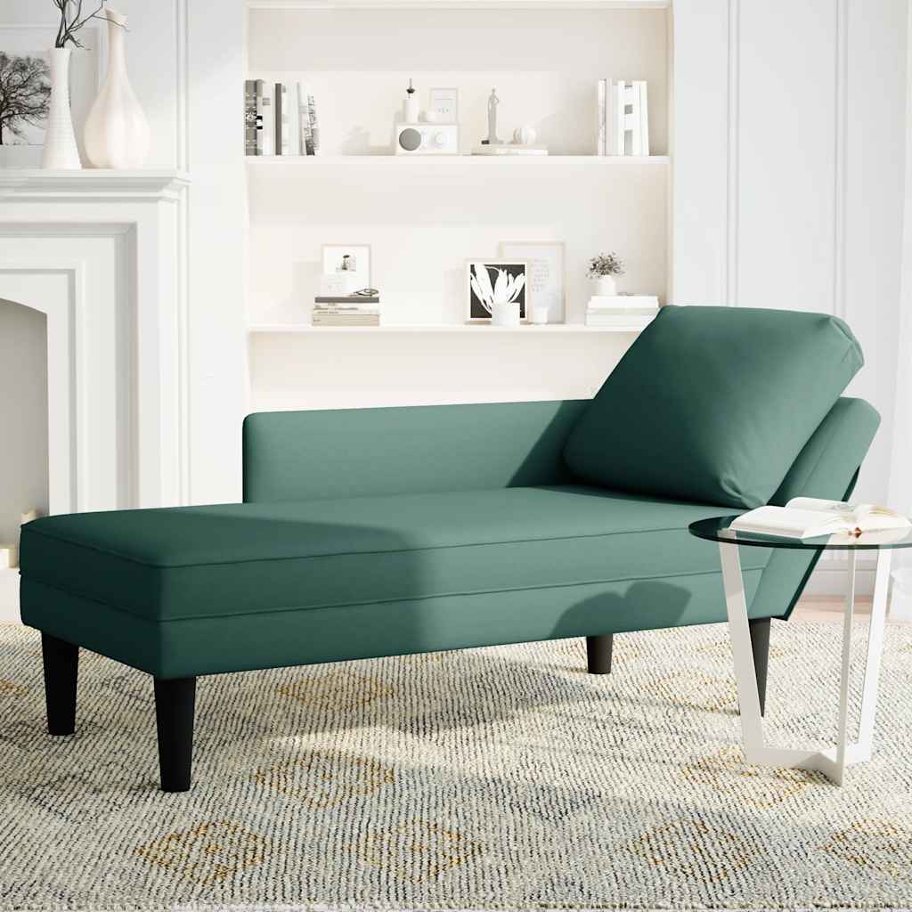 Sdraio con Cuscino e Bracciolo Destro in Velluto Verde Scuro - homemem39