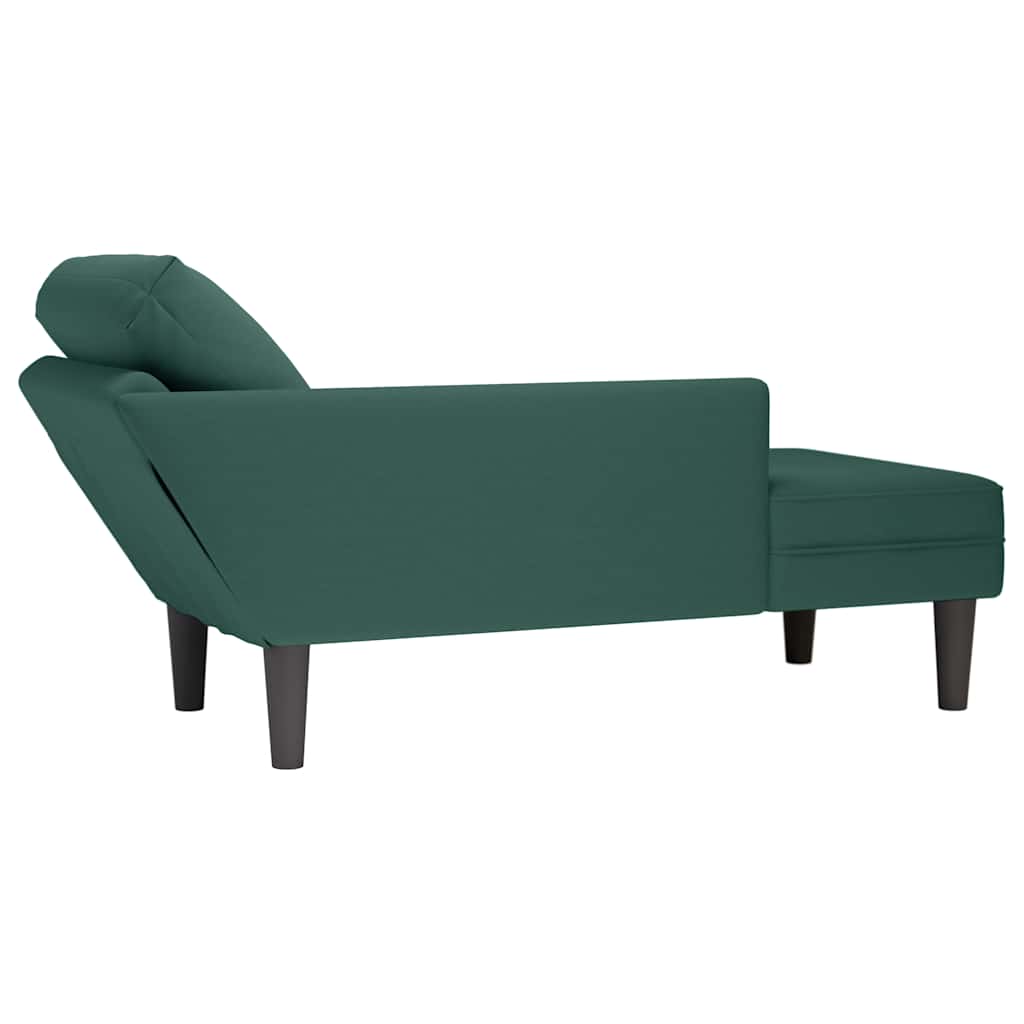 Sdraio con Cuscino e Bracciolo Destro in Velluto Verde Scuro - homemem39
