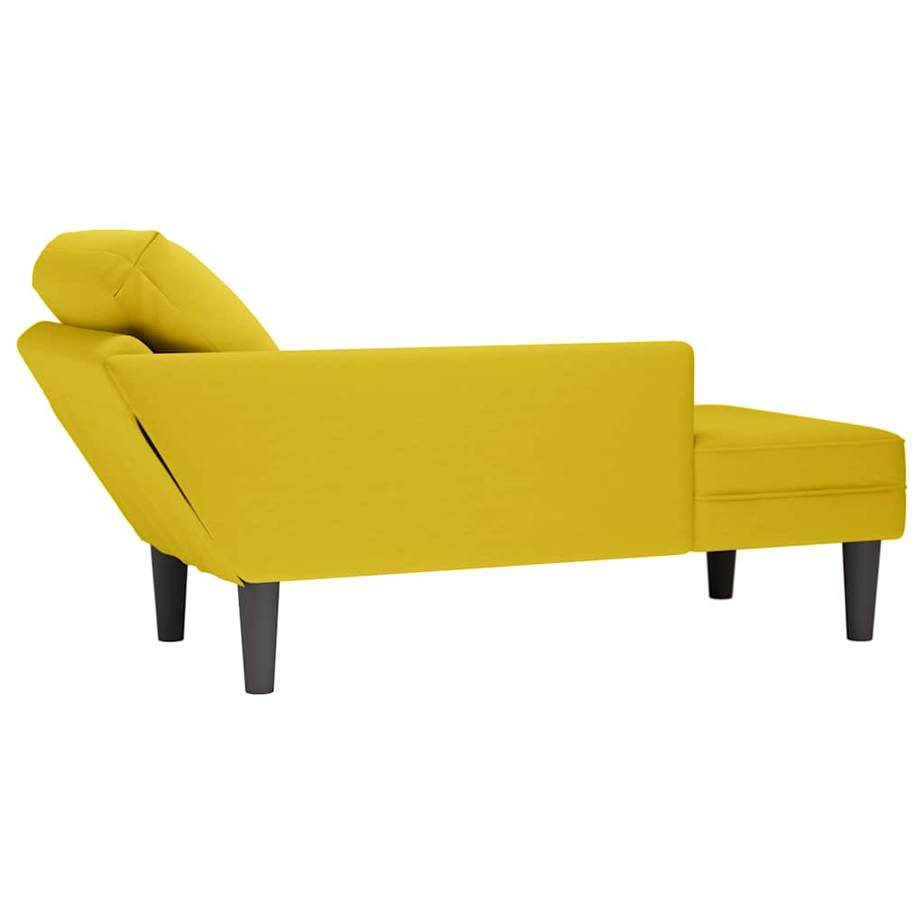 Sdraio con Cuscino e Bracciolo Destro in Velluto Giallo - homemem39