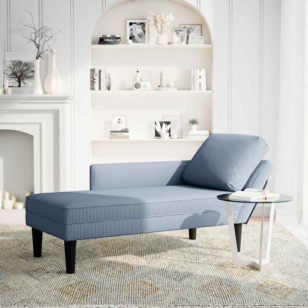 Sdraio con Cuscino Destro in Velluto a Coste Blu - homemem39