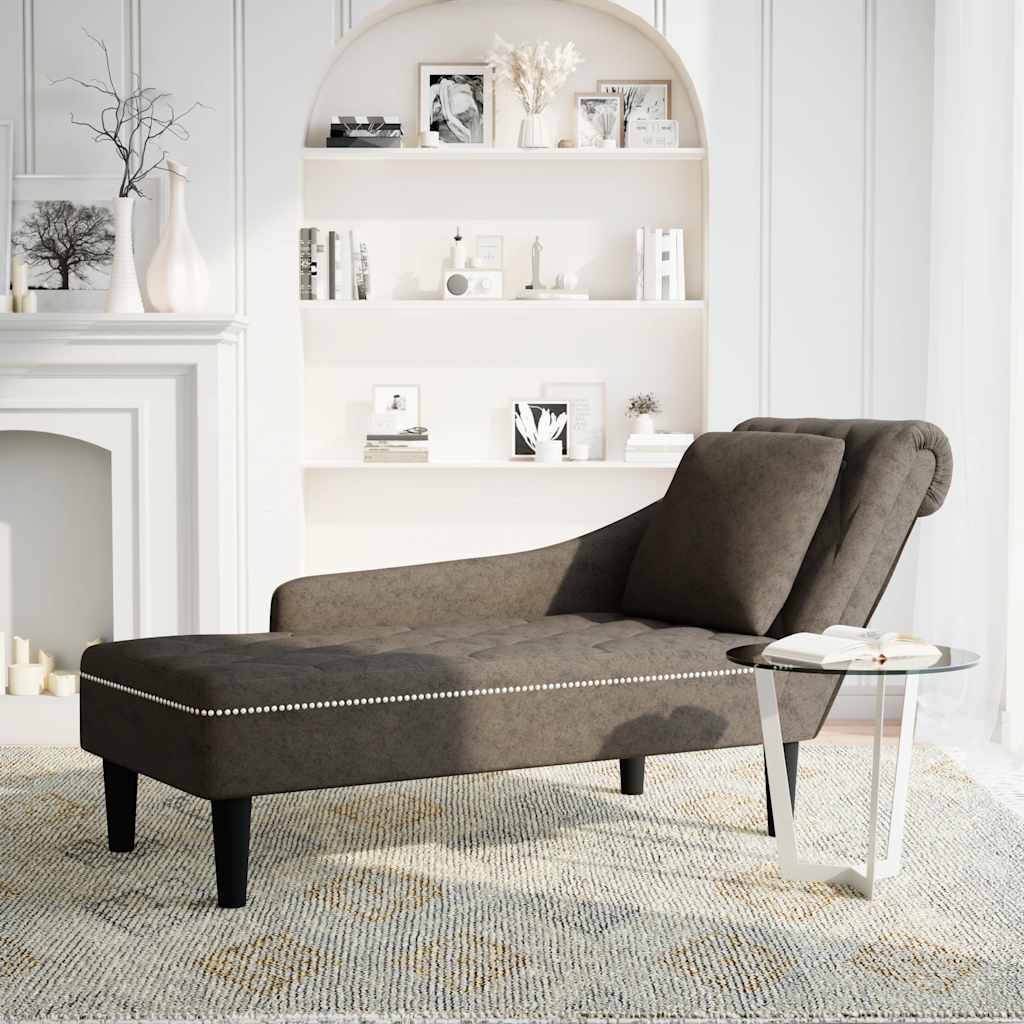 Sdraio con Cuscino e Bracciolo Destro Similpelle Grigio Scuro - homemem39