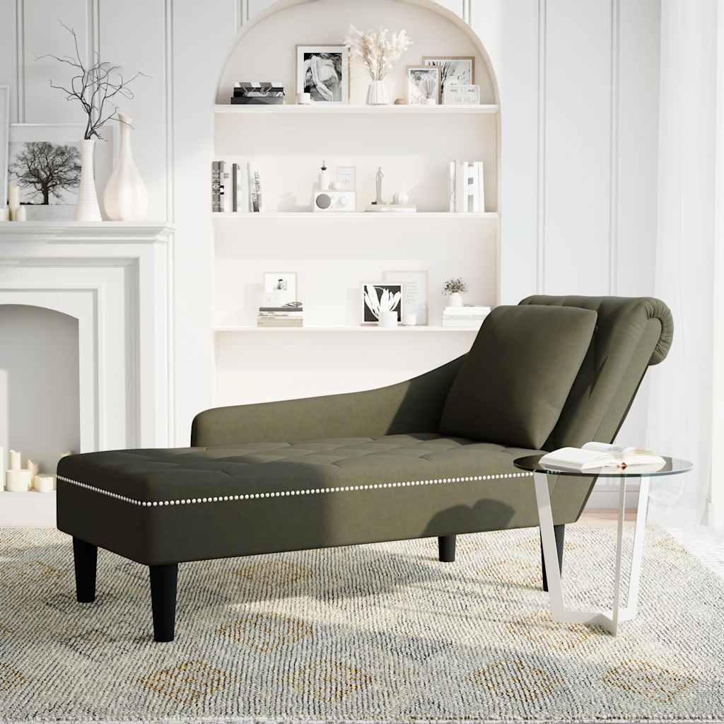 Sdraio con Cuscino e Bracciolo Destro Similpelle Verde Militare - homemem39