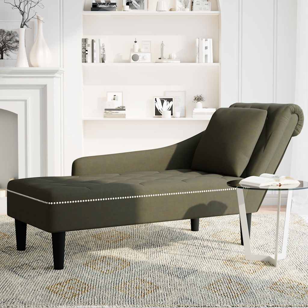 Sdraio con Cuscino e Bracciolo Destro Similpelle Verde Militare - homemem39