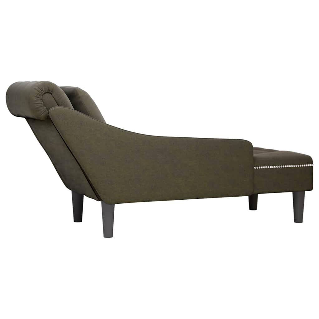 Sdraio con Cuscino e Bracciolo Destro Similpelle Verde Militare - homemem39