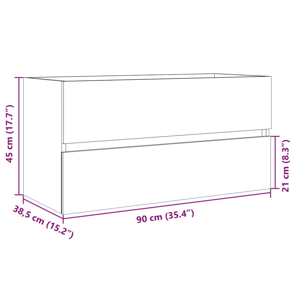 Mobile Lavabo Rovere Sonoma 90x38,5x45 cm in Legno Multistrato | homemem39
