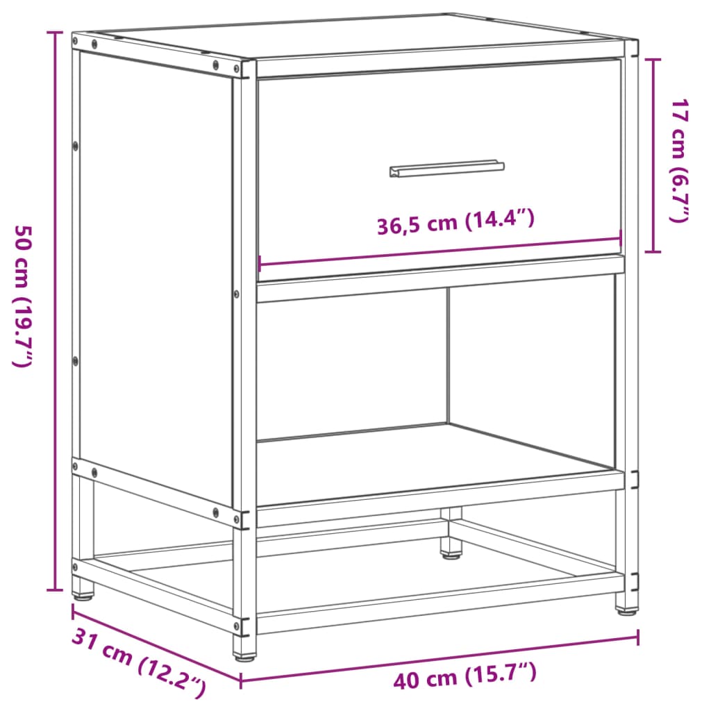 Comodino Grigio Sonoma 40x31x50 cm in Truciolato | homemem39