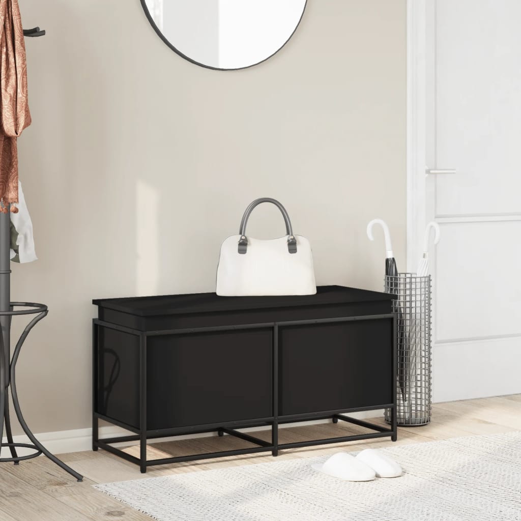 Contenitore con Coperchio Nero 100x40x51,5 cm in Truciolato - homemem39